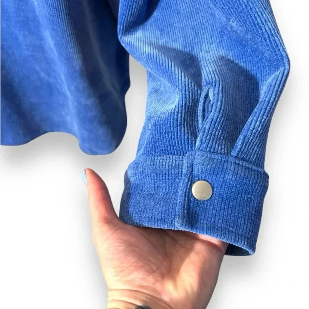 Forever 21 Oversize Royal Blue Snap Button and Cuffs Long Sleeve Corduroy Jacket - Picture 16 of 16